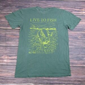 American Highway Adult Small Green Live To Fish Graphic Tee T Shirt Fishing